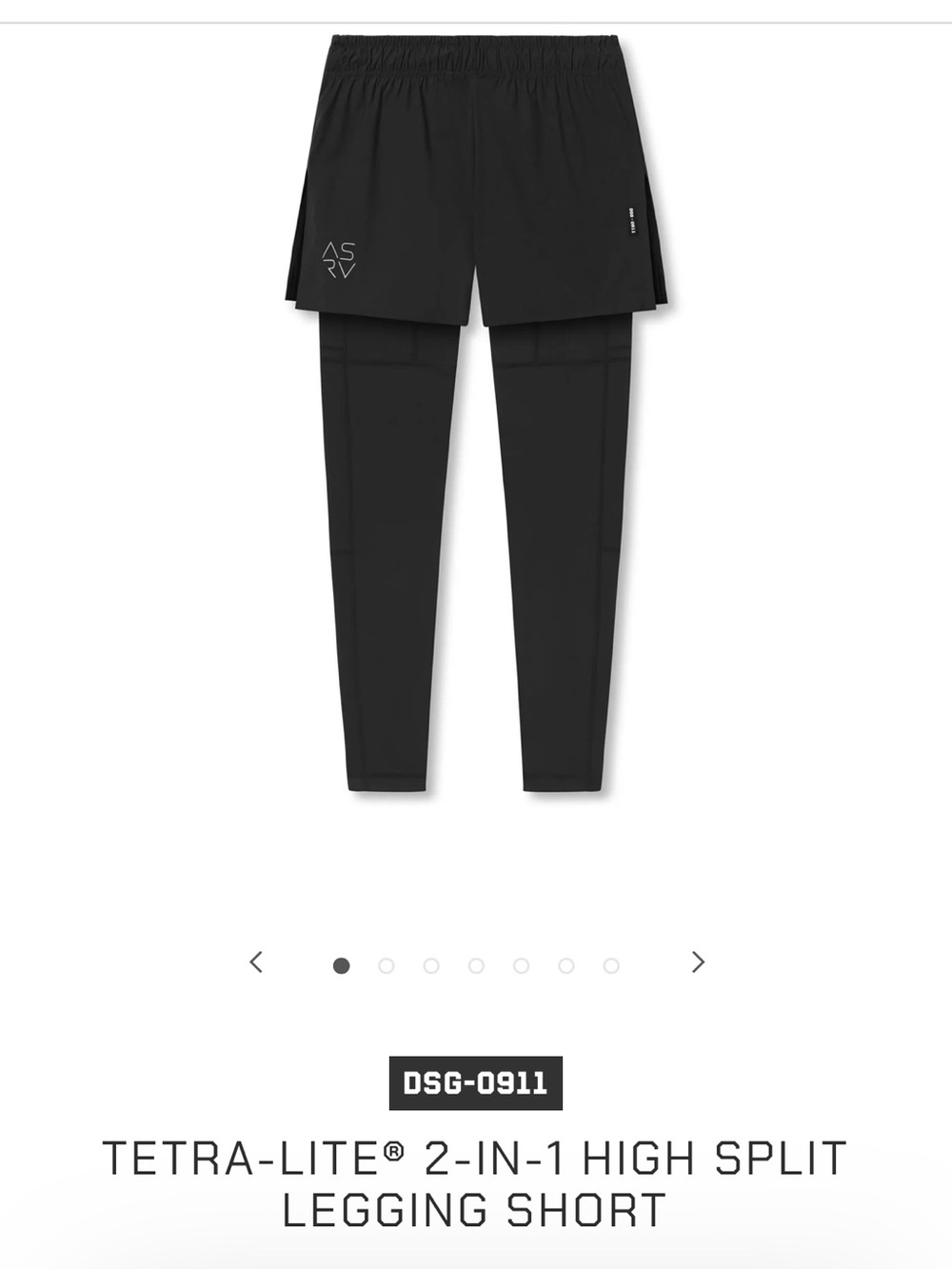 ASRV Black 2-in-1 High Split Legging Short